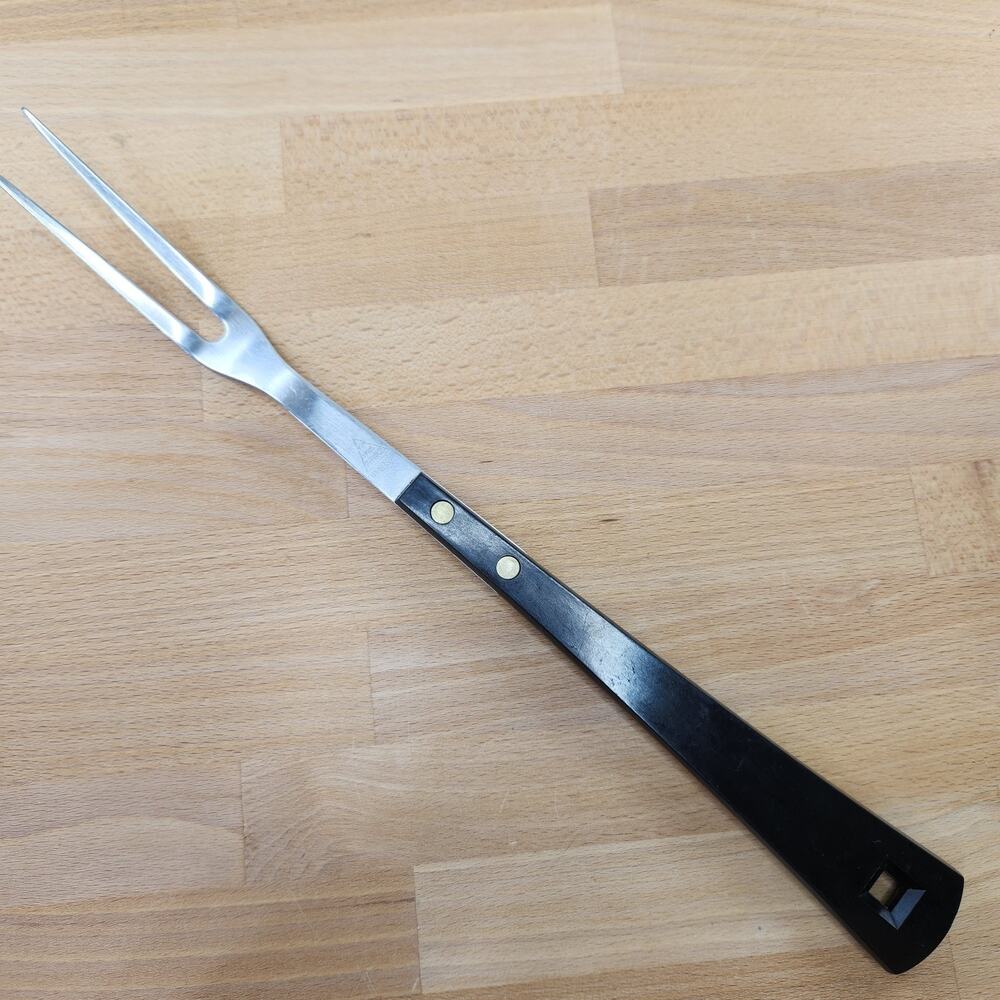 Vintage Household Stainless Meat Fork Kitchen Serving Fork Composite Plastic USA